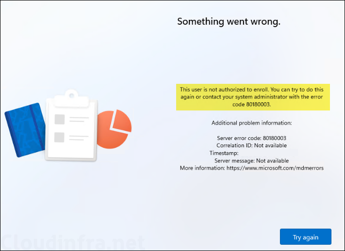 Windows Autopilot Device Preparation Error 80180003 OOBE Dialog