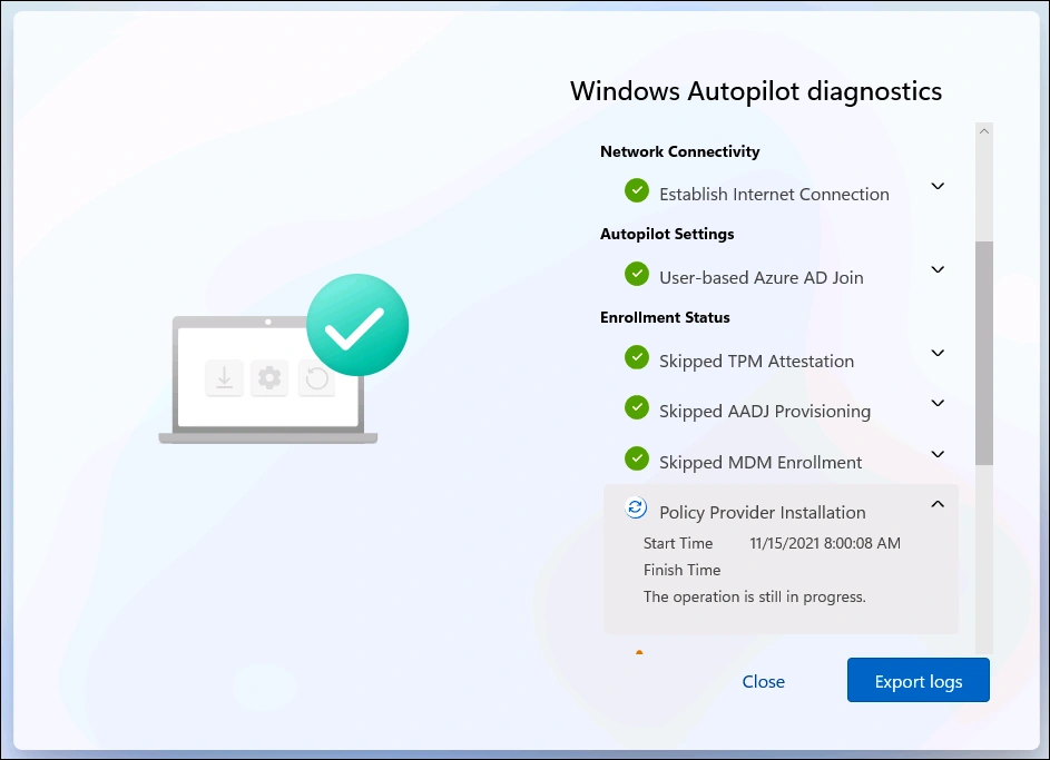 Windows Autopilot Diagnostics Screen