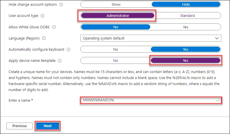 Autopilot deployment profile Assignments tab