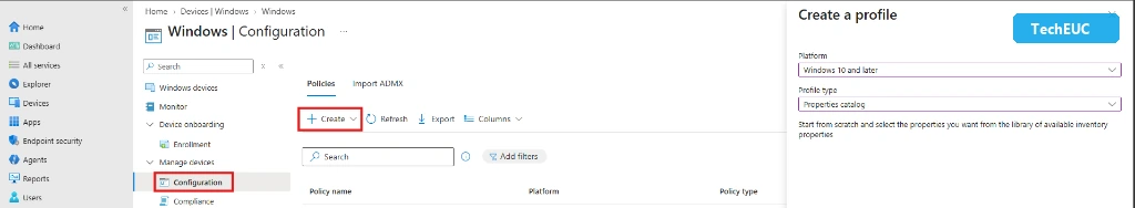Step 1: Create a profile - Windows 10 and later - Properties catalog