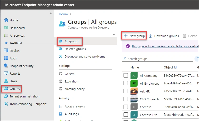 Creating a new Security Group in Microsoft Entra ID named GL-IntuneLicense