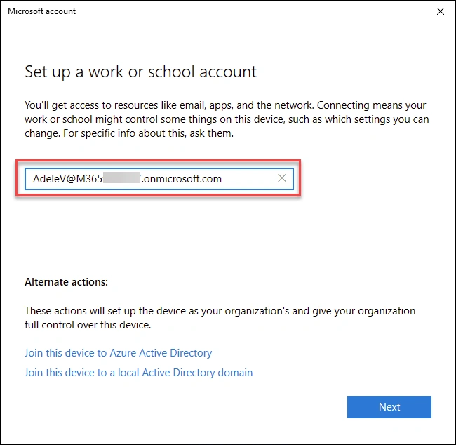 Set up a work or school account sign-in prompt