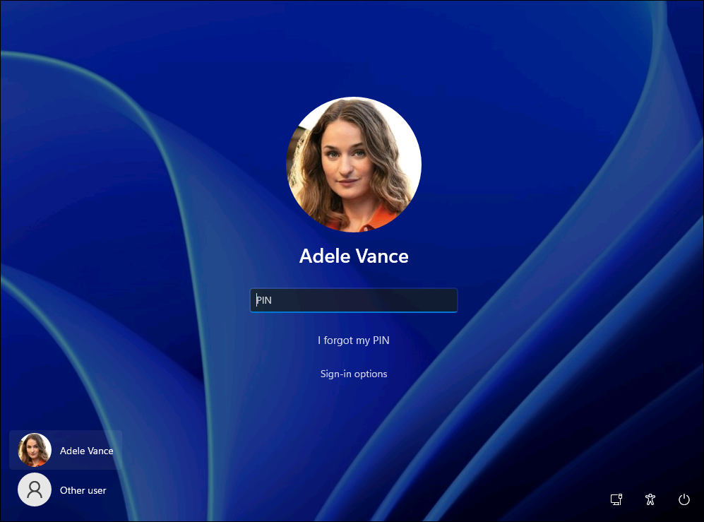 Windows 11 lock screen showing PIN entry field as primary authentication interface
